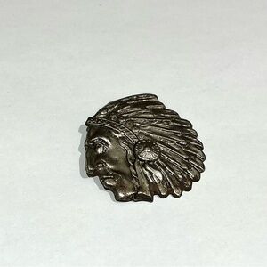 Vintage Native American Chief Brooch, Pressed Tin